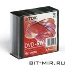 DVD-RW диск TDK 4.7Gb 4x 10 slim