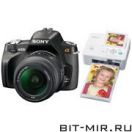 Фотоаппарат цифровой зеркальный 10 Мпикс Sony DSLR-A230L 18-55 Black + DPP-FP75 White